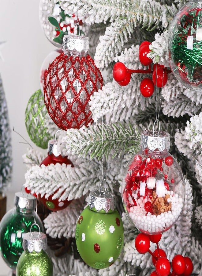 Teeanzo 30Pcs Clear Christmas Tree Ball Ornaments Set, Multi-Size Plastic Balls Red Green White Colorful Variety Shatterproof Ornaments with Hanging Loops for Xmas Tree Decoration Home Holiday Party - Image 5